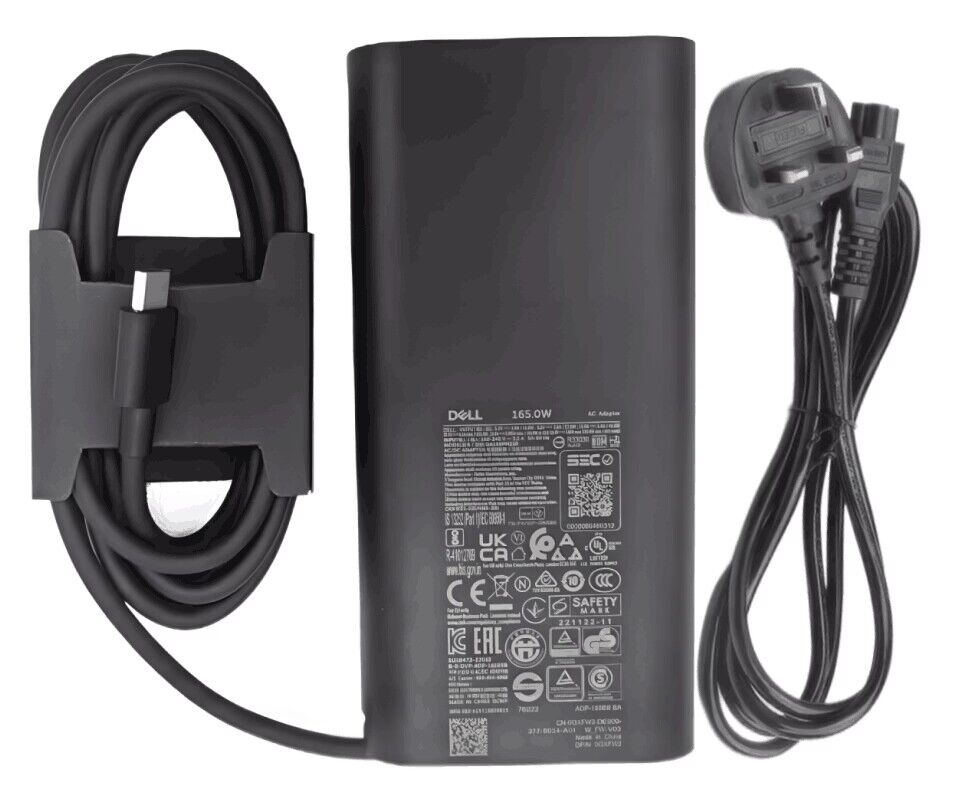 Genuine 165W USB-C Dell 0GXFW2 GXFW2 AC Adapter Charger + Cable Genuine 165W USB-C Dell 0GXFW2 GXFW2 AC Adapter Charger + Cable
