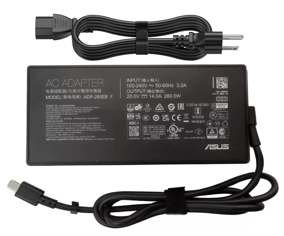 20V 14A 280W Original Asus ADP-280EB F Rectangle Conn Charger AC Adapter + Cable